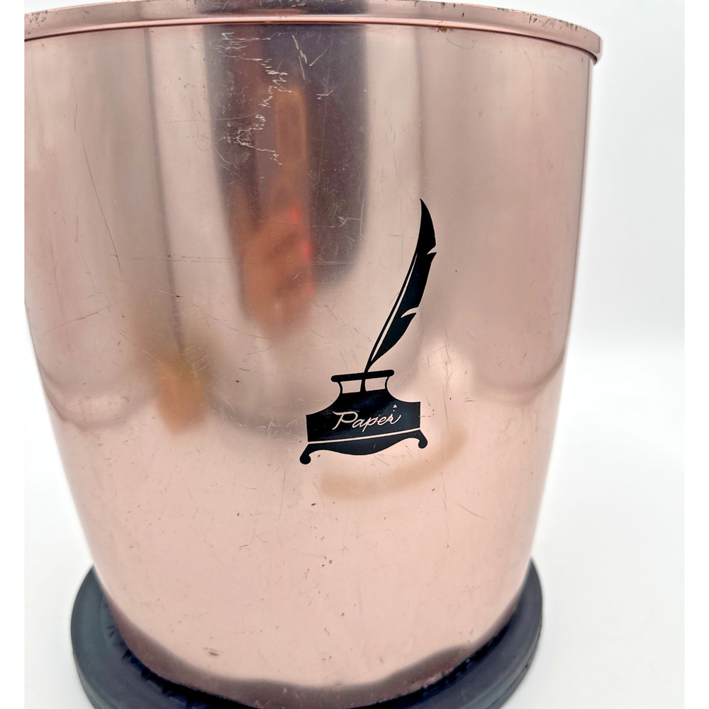 Vintage West Bend Rose Gold Copper Paper Waste Basket